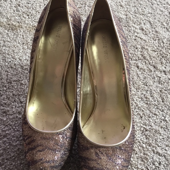 Nine West sparkly tiger stripe platform high heels - Picture 7 of 8